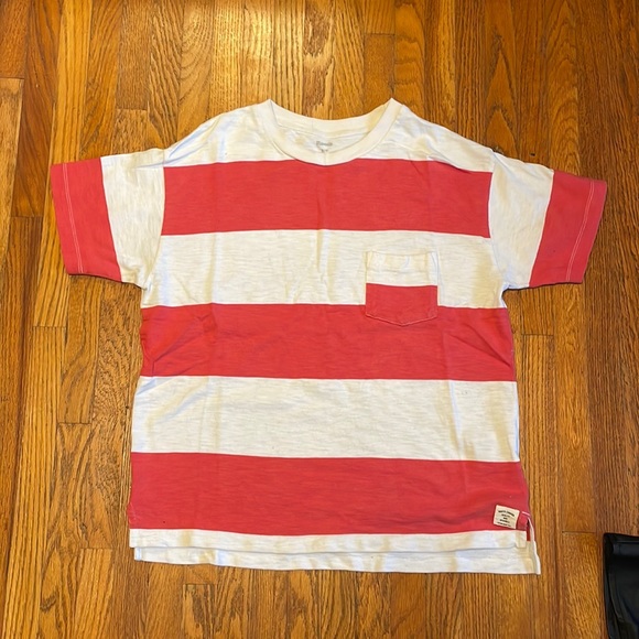 1990s Canada Cottage inspired Red + White striped Roots T - Picture 1 of 4